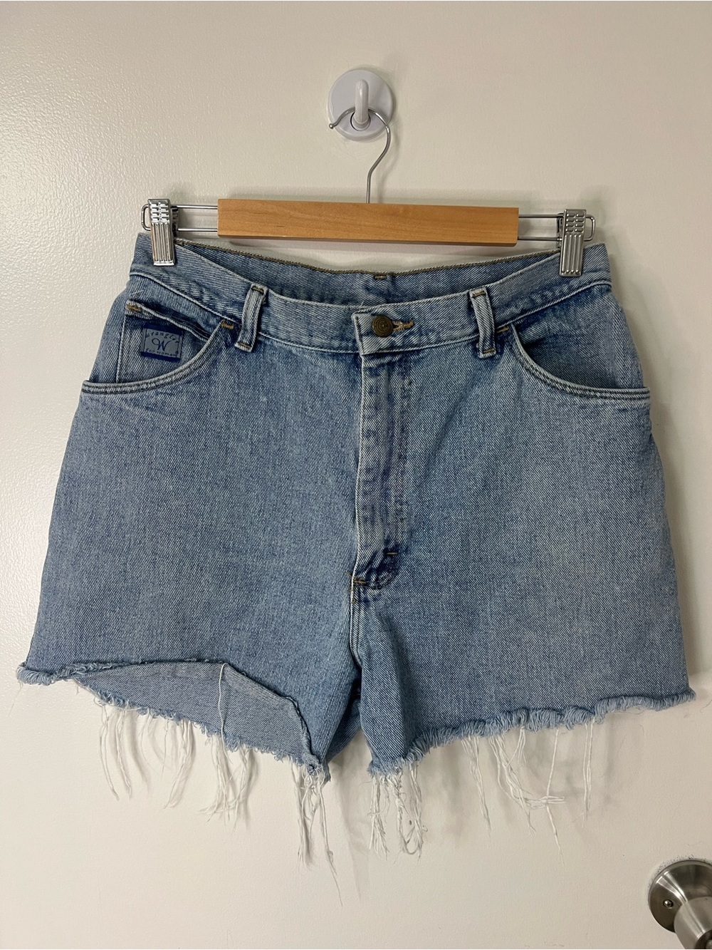 Vintage Wrangler Classic Light Blue Denim Cutoff Shorts High Waisted Mom Shorts